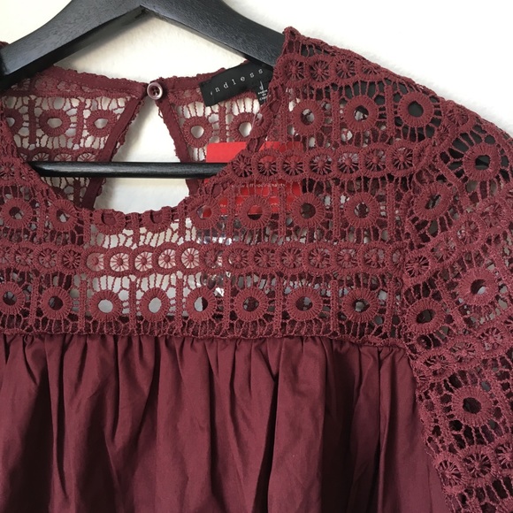 NWT Endless Rose Burgundy Louvre Crochet Boho Top - Picture 4 of 8